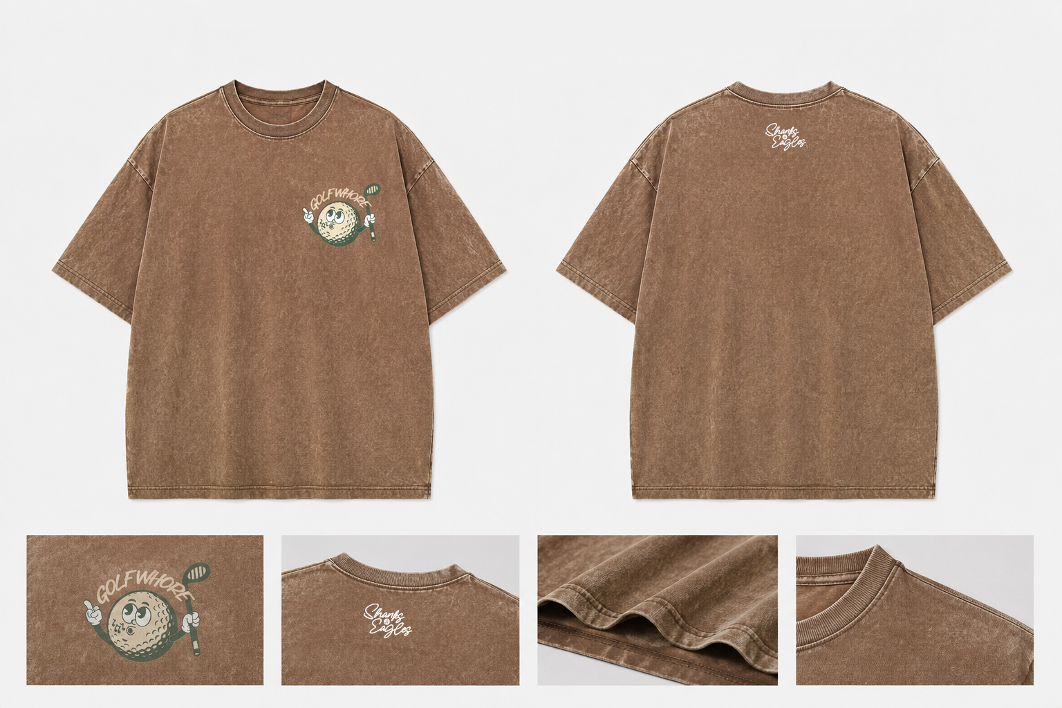"Golf Whore" Oversized Vintage Tee - Brown - Image 3