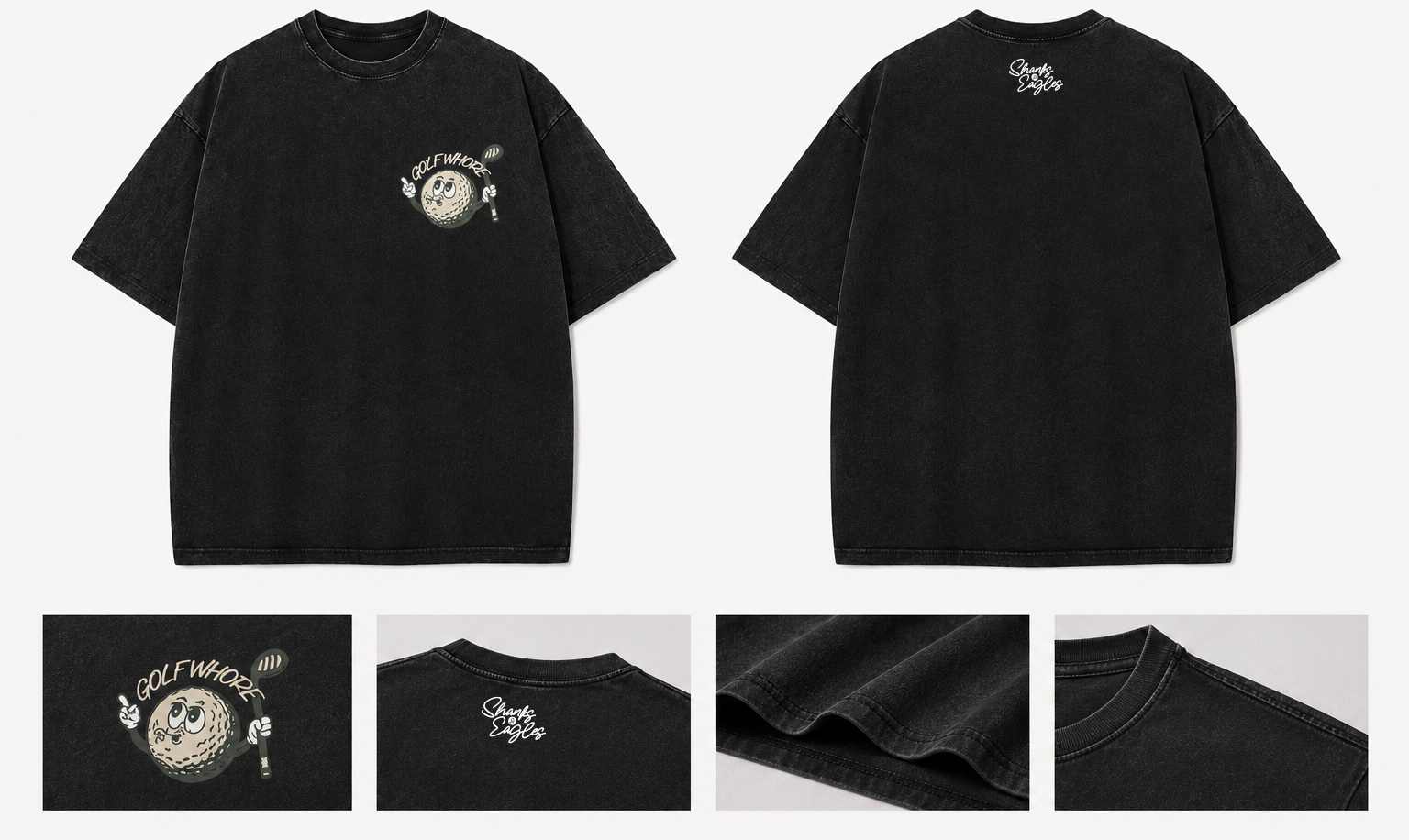 "Golf Whore" Oversized Vintage Tee - Black - Image 3