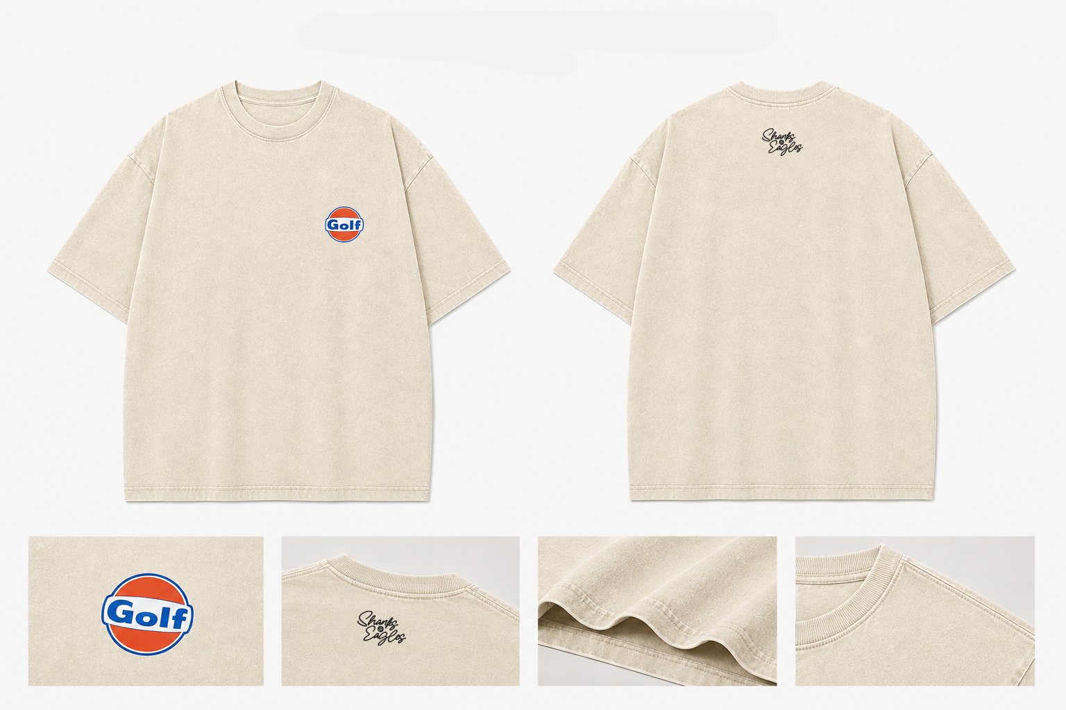 "Golf Gasoline" Oversized Vintage Tee - Sand - Image 3
